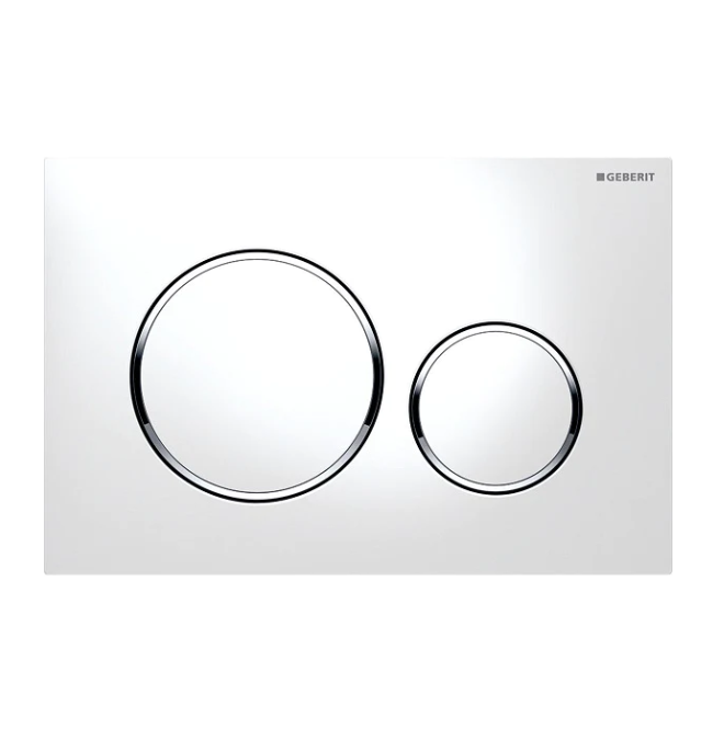Geberit Sigma 20 Button - Round White with Chrome Trim - Acqua Bathrooms