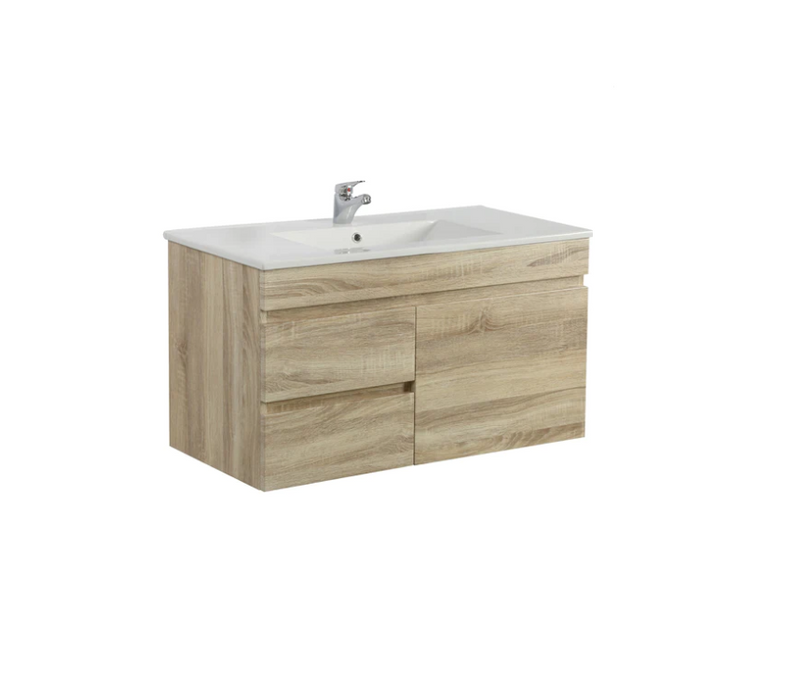 Berge 900 White Oak Wall Hung Vanity - Acqua Bathrooms