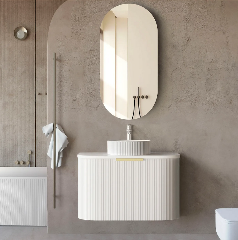 Otti Australia | Bondi 750 Curved Matte White Oak Wall Hung Vanity - Acqua Bathrooms