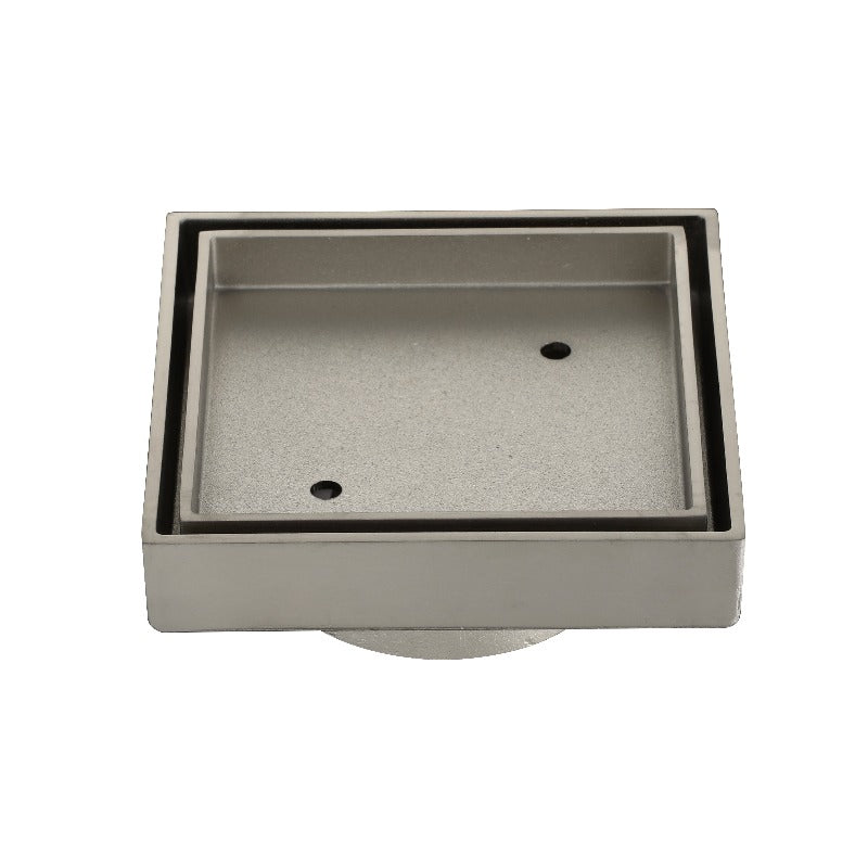 Brushed Nickel 100mm Tile Insert Floor Waste - 95mm Outlet - Acqua Bathrooms