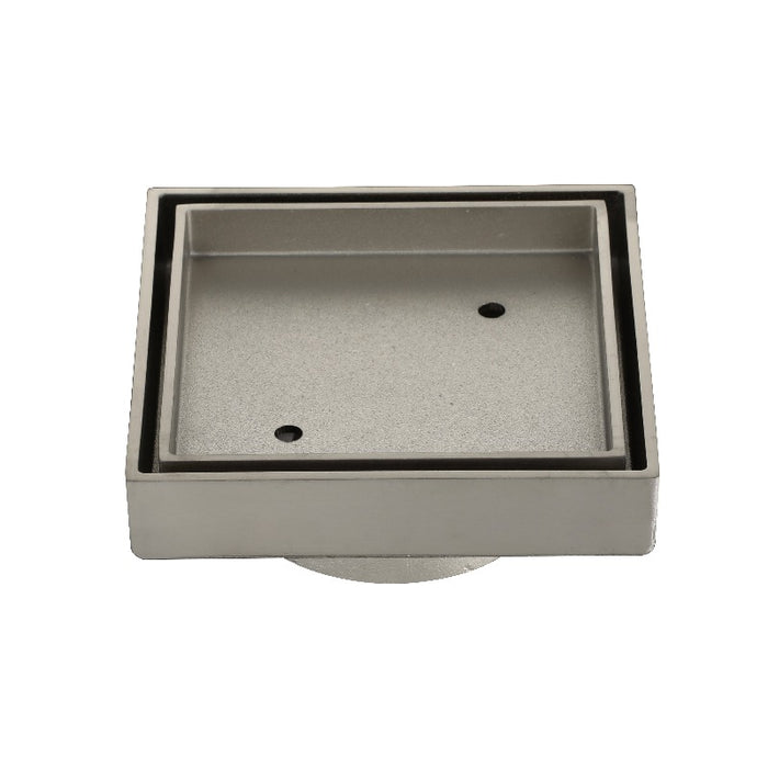 Brushed Nickel 100mm Tile Insert Floor Waste - 75mm Outlet - Acqua Bathrooms