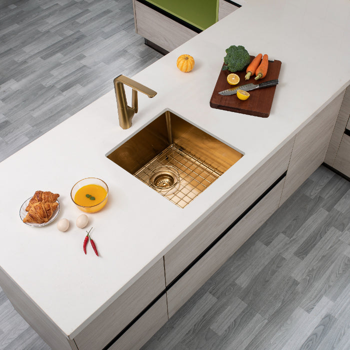 Brushed Gold 390 x 450 x 215mm Kitchen Sink - Acqua Bathrooms