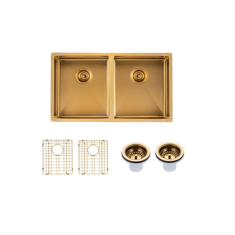 Brushed Gold 770 x 450 x 215mm Kitchen Sink - Acqua Bathrooms