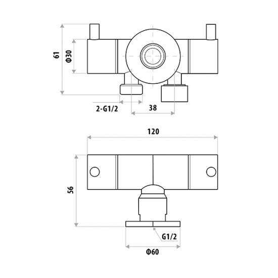 Chrome Dual Control Mini Cistern Cock - Acqua Bathrooms