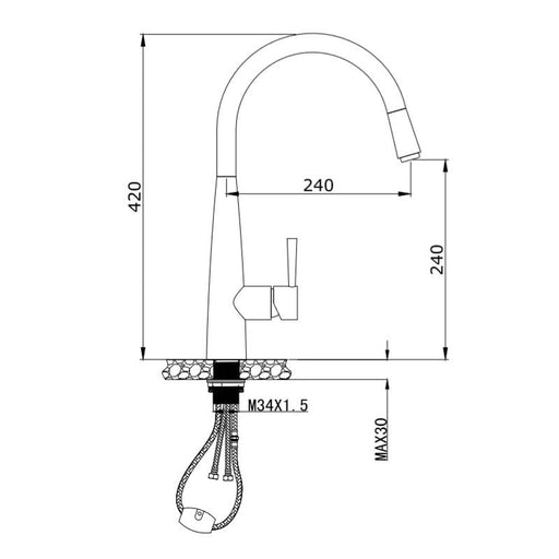 Kasper Black Round Pull-Out Kitchen Mixer - Acqua Bathrooms