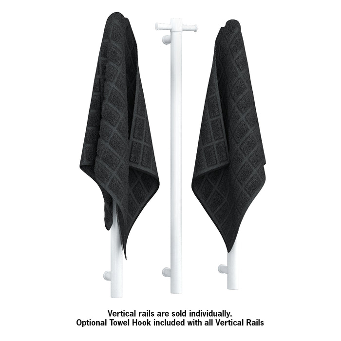 Thermogroup Satin White Straight Round Vertical Single Bar Heated Towel Rail - Acqua Bathrooms
