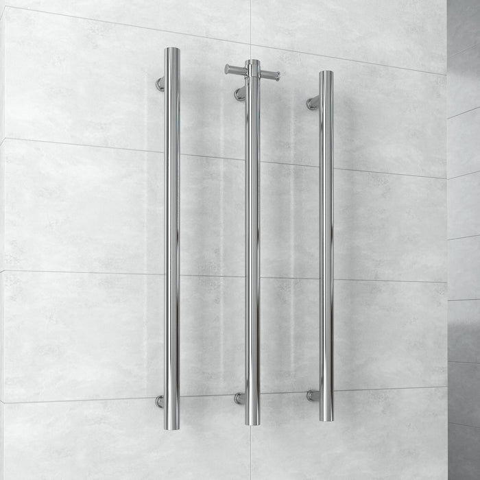 Thermogroup Straight Round Vertical Single Bar Heated Towel Rail - Acqua Bathrooms