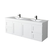 Miami 1500 Double Matte White Wall Hung Vanity - Acqua Bathrooms