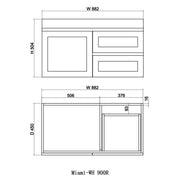 Miami 900 Matte White Wall Hung Vanity - Acqua Bathrooms