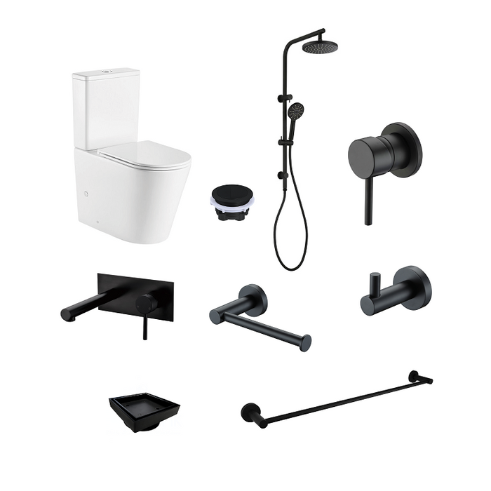 Cesena Round Matte Black Bathroom Package - Acqua Bathrooms