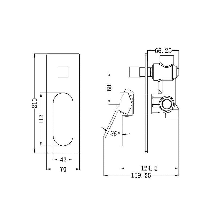 Nero | Ecco Brushed Nickel Wall Diverter Mixer - Acqua Bathrooms
