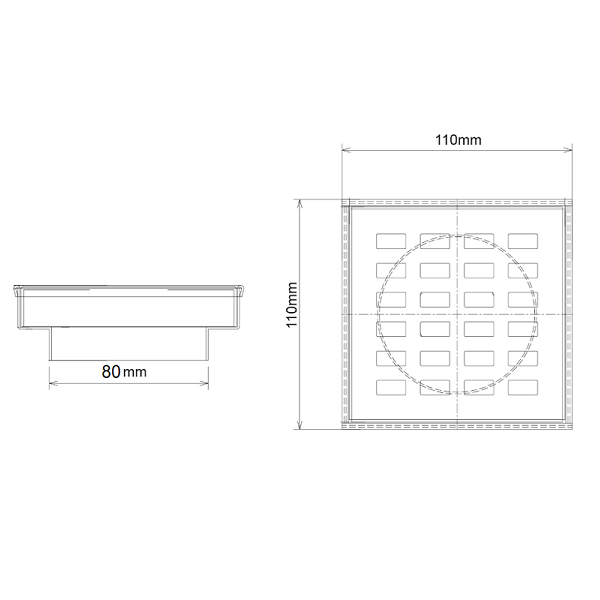 Matte Black 110mm Square Grill Floor Waste - Acqua Bathrooms