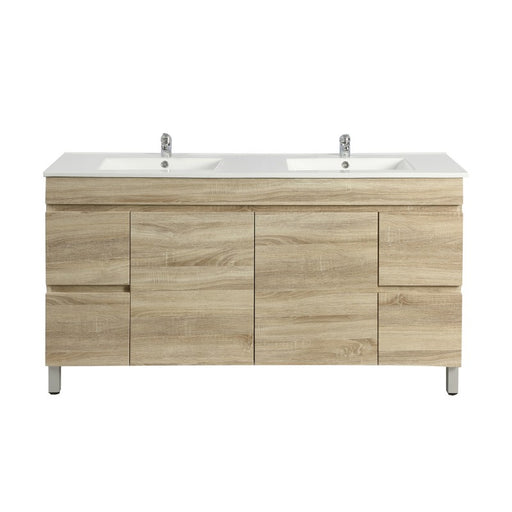 Berge 1500 Double White Oak Freestanding Vanity - Acqua Bathrooms