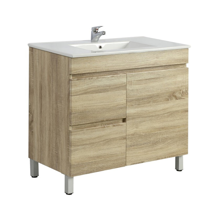 Berge 750  White Oak Freestanding Vanity - Acqua Bathrooms