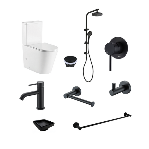 Hali Round Matte Black Bathroom Package - Acqua Bathrooms