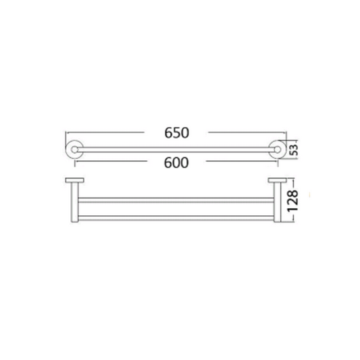 Cesena 600 Brushed Gold Double Towel Rail - Acqua Bathrooms