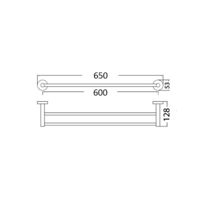 Cesena 600 Chrome Double Towel Rail - Acqua Bathrooms