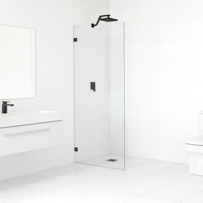 Frameless Matte Black Fixed Panel Shower Screen - Acqua Bathrooms
