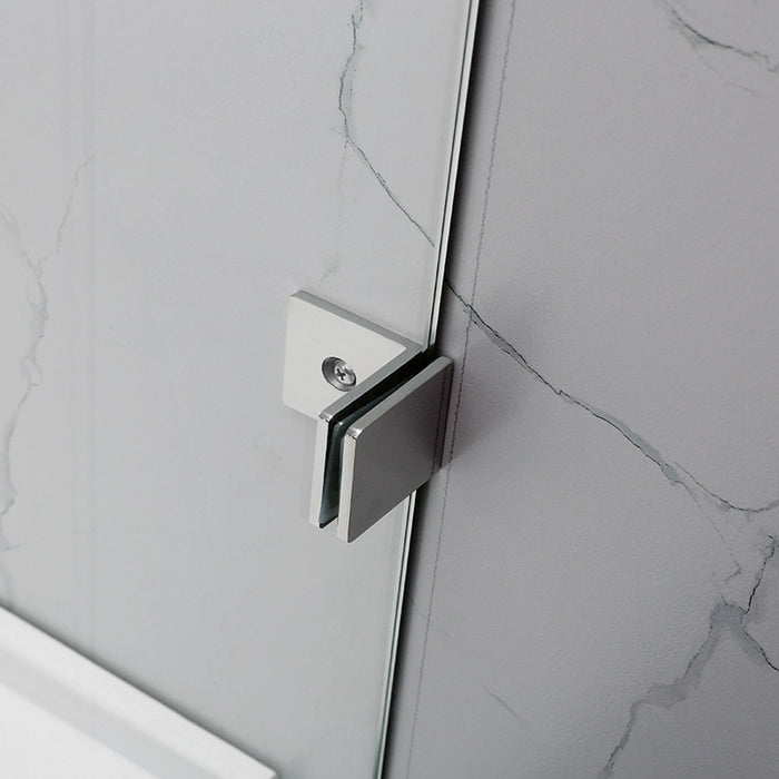 Frameless Brushed Nickel Fixed Panel Shower Screen - Acqua Bathrooms