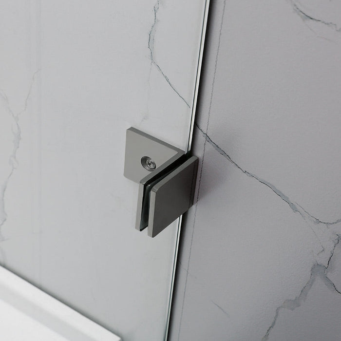 Frameless Gun Metal Fixed Panel Shower Screen Curved Edge - Acqua Bathrooms