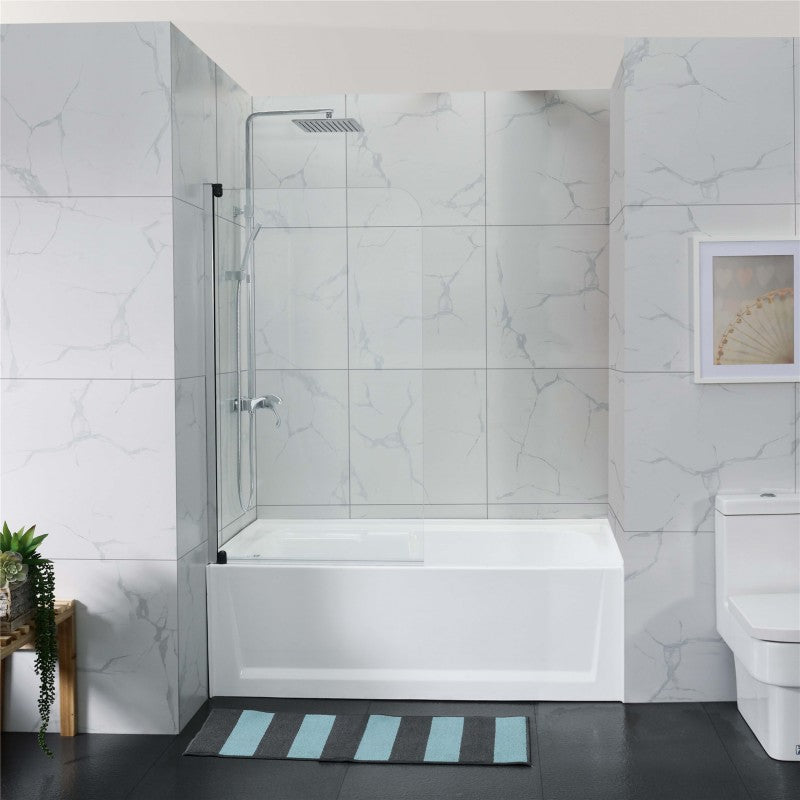 750 x 1400 Frameless Over Bath Screen - Acqua Bathrooms