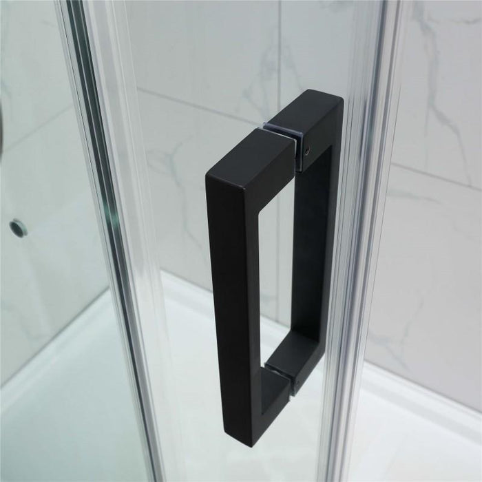 Black Square Frameless Sliding Adjustable Shower Screen - Acqua Bathrooms