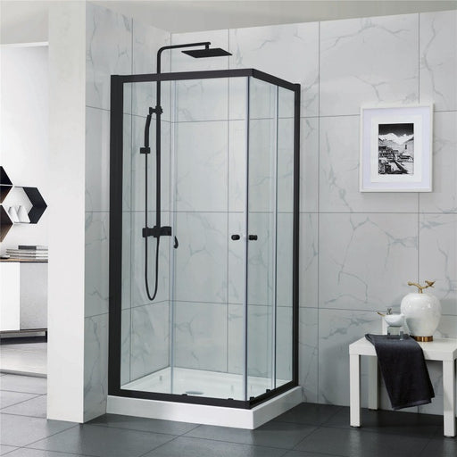 Black Square Corner Sliding Shower Screen - Acqua Bathrooms