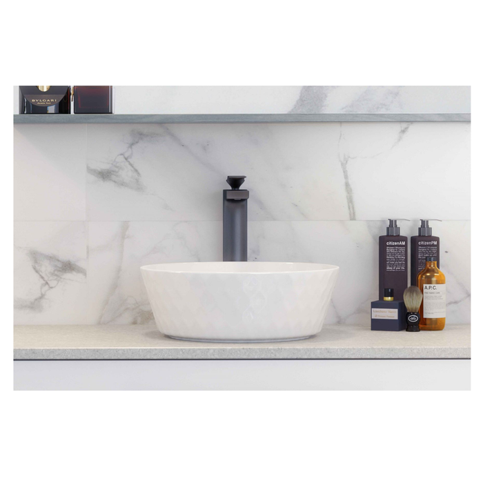 Timberline | Diamond Gloss White Above Counter Basin - Acqua Bathrooms