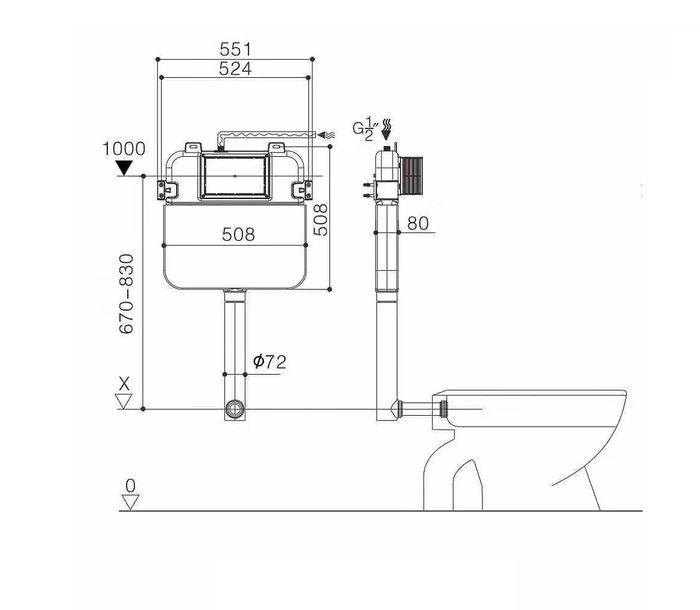 R&T In Wall Cistern For BTW Toilets - Acqua Bathrooms