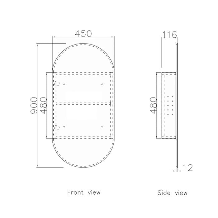 Noosa Black Oak Oval Pill Shaving Cabinet - Acqua Bathrooms