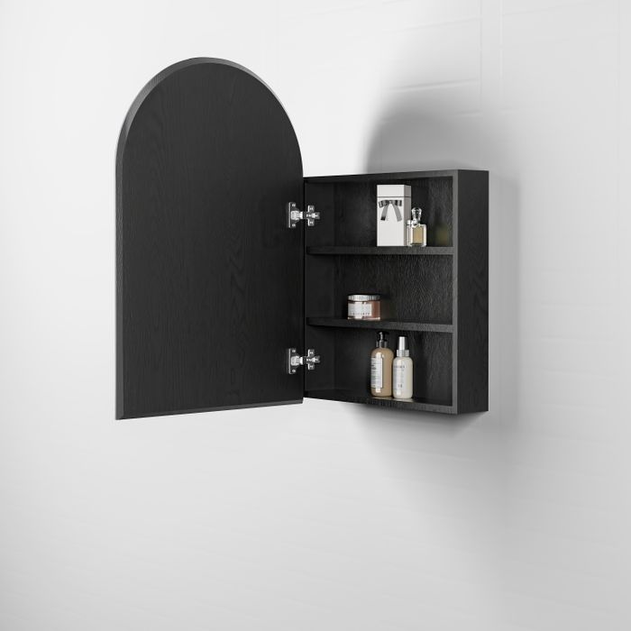 Otti Arched Black Oak Shaving Cabinet - Acqua Bathrooms