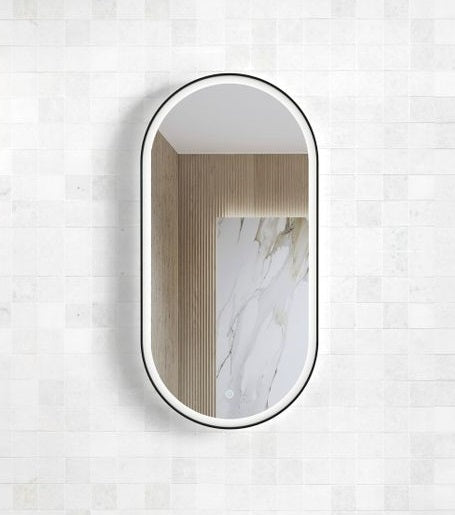 Otti | LED Matte Black Oval Mirror - Acqua Bathrooms