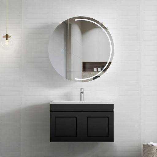 Otti Australia | Hampton 750 Matte Black Wall Hung Vanity / Ceramic Top - Acqua Bathrooms