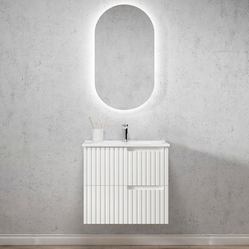 Otti Australia | Noosa 600 Matte White Wall Hung Vanity / Ceramic Top - Acqua Bathrooms