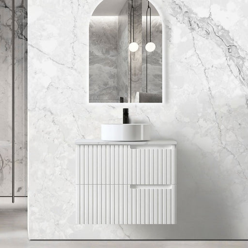 Noosa 750 Matte White Wall Hung Vanity / Stone Top - Acqua Bathrooms