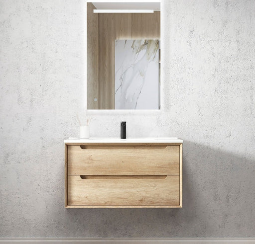Otti Australia | Byron 900 Natural Oak Wall Hung Vanity / Ceramic Top - Acqua Bathrooms