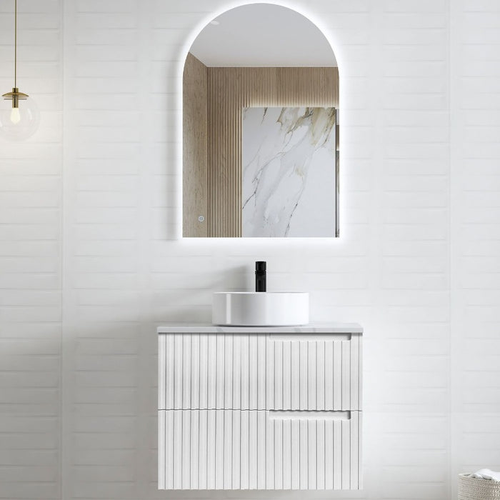 Noosa 750 Matte White Wall Hung Vanity / Stone Top - Acqua Bathrooms