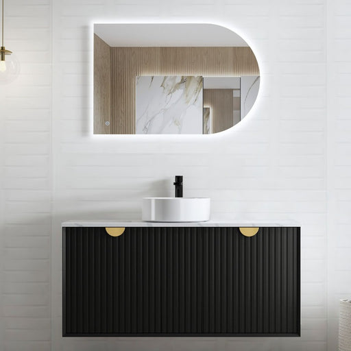 Marlo 1200 Matte Black Wall Hung Vanity / Stone Top - Acqua Bathrooms