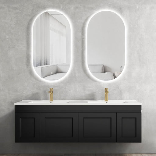 Otti Australia | Hampton 1500 Matte Black Wall Hung Vanity / Ceramic Top - Acqua Bathrooms