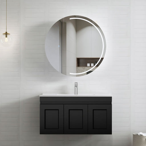 Otti Australia | Hampton 900 Matte Black Wall Hung Vanity / Ceramic Top - Acqua Bathrooms