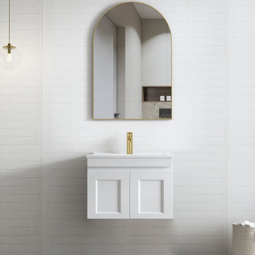 Otti Australia | Hampton 600 Matte White Wall Hung Vanity / Ceramic Top - Acqua Bathrooms