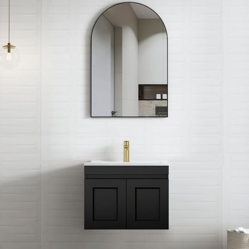Otti Australia | Hampton 600 Matte Black Oak Wall Hung Vanity / Ceramic Top - Acqua Bathrooms
