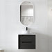Byron 600 Matte Black Oak Wall Hung Vanity / Stone Top - Acqua Bathrooms