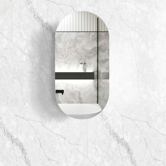 Noosa Black Oak Oval Pill Shaving Cabinet - Acqua Bathrooms