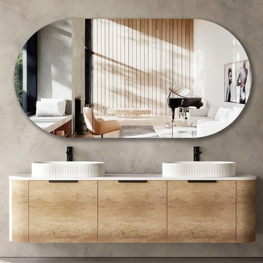 Otti | Bondi 1800 Curved Double Natural Oak Wall Hung Vanity - Acqua Bathrooms