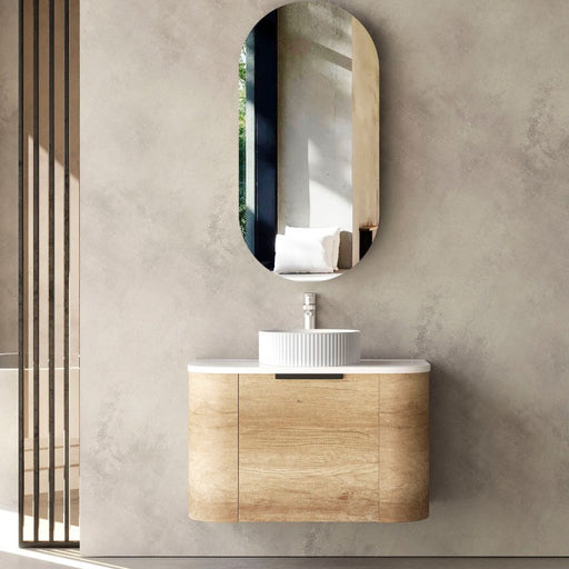 Otti | Bondi 750 Curved Natural Oak Wall Hung Vanity - Acqua Bathrooms