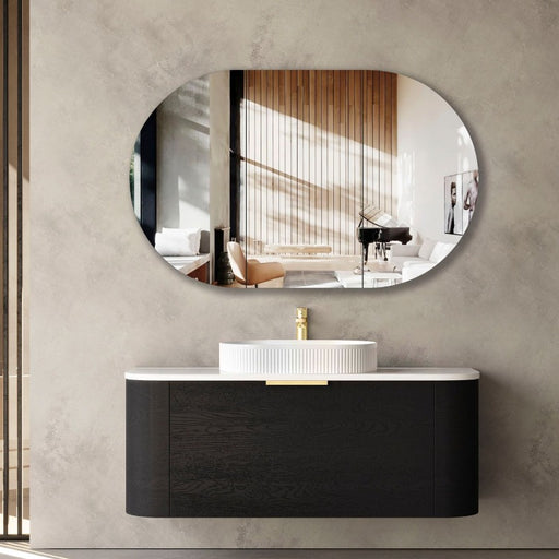 Otti | Bondi 1200 Curved Matte Black Oak Wall Hung Vanity - Acqua Bathrooms