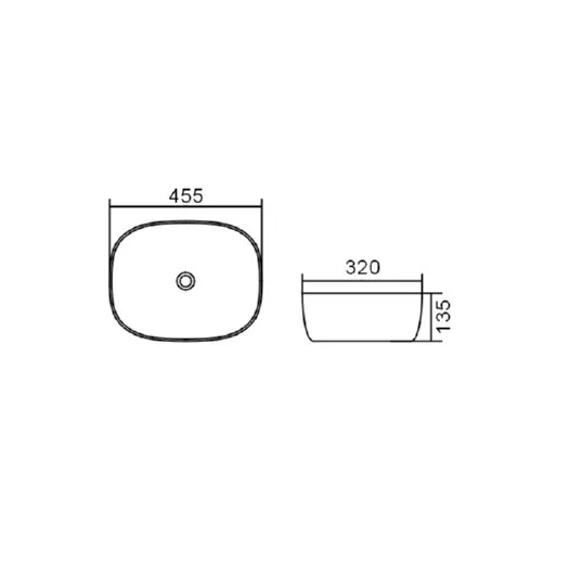 455 X 320 x 135 mm Rectangular Above Counter Basin - Acqua Bathrooms