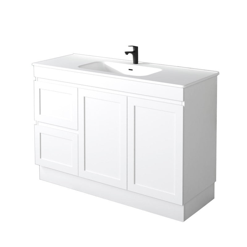 Miami 1200 Matte White Vanity With Kickboard - Acqua Bathrooms