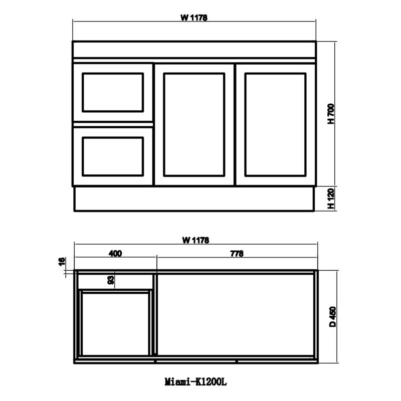 Miami 1200 Matte White Vanity With Kickboard - Acqua Bathrooms